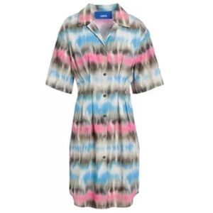 JJXX Tie-Dye Striped Short-Sleeve Midi Shirt Dress